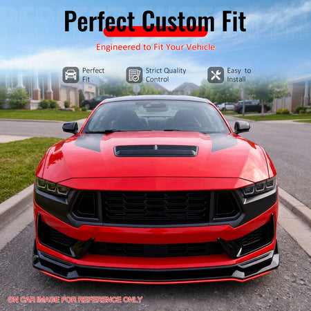 Fit 2024-2026 Ford Mustang Front Bumper Lip Carbon Fiber Print ABS GT Style