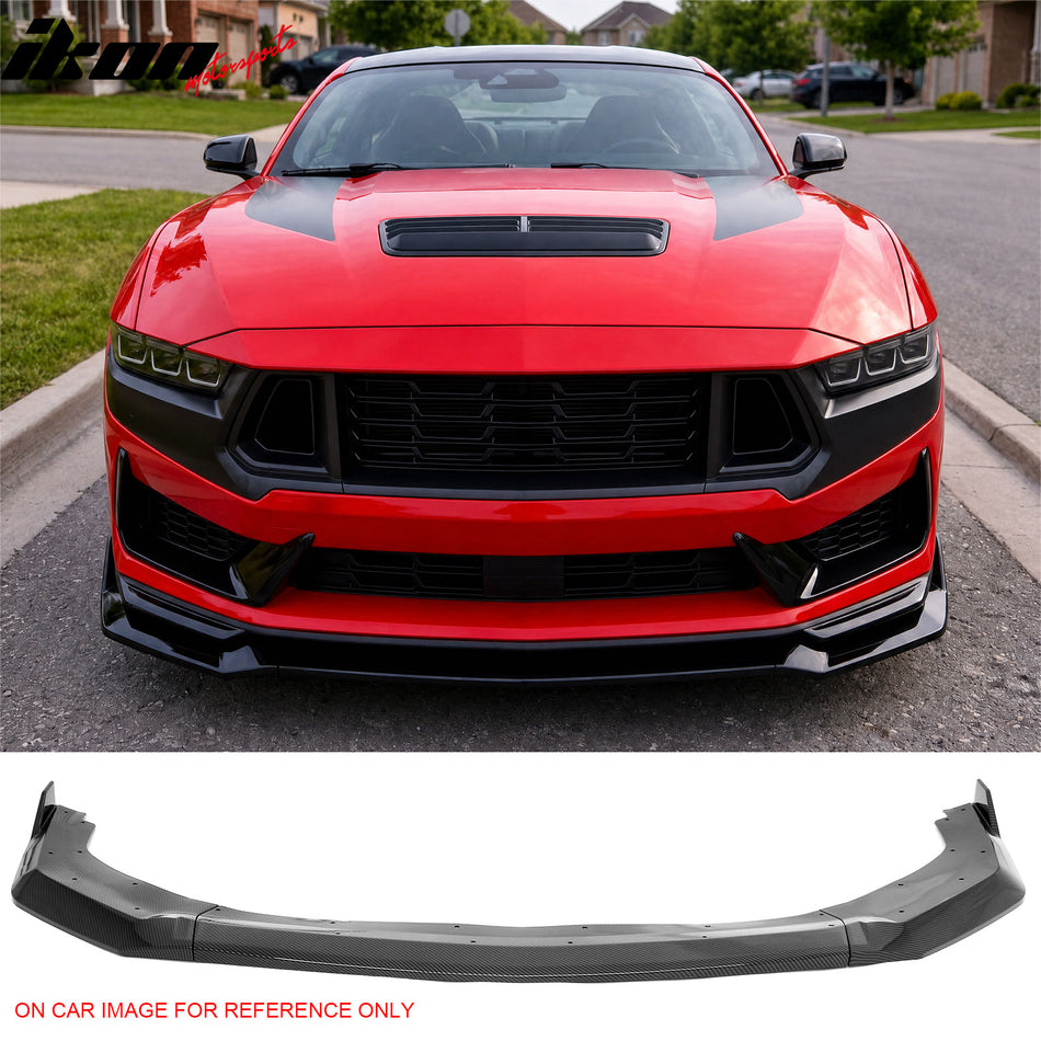 2024-2026 Ford Mustang GT Style Front Bumper Lip Carbon Fiber Print ABS 3PCS Set