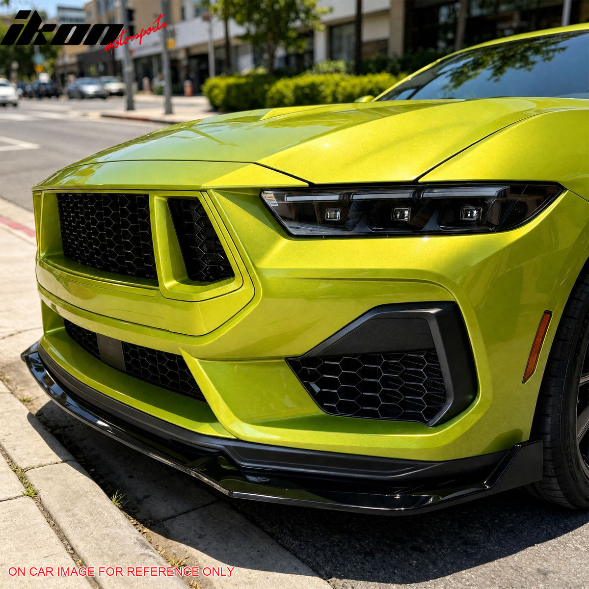 Fits 24-26 Ford Mustang GT Style Front Bumper Lip Carbon Fiber Print ABS 3PC Set
