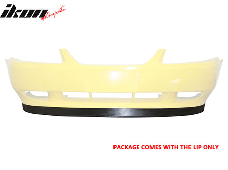 Front Bumper Lip Compatible With 1999-2004 FORD MUSTANG, Factory Style PU Black Front Lip Spoiler Splitter by IKON MOTORSPORTS, 2000 2001 2002 2003