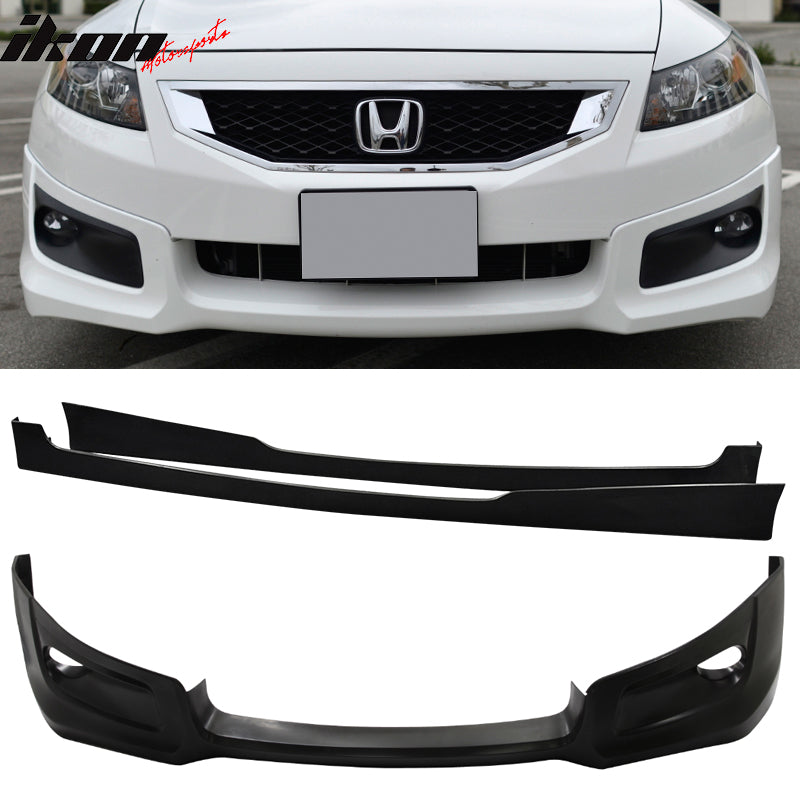 Fits 08-12 Accord 2D HFP Front Bumper Lip+Side Skirts Vents