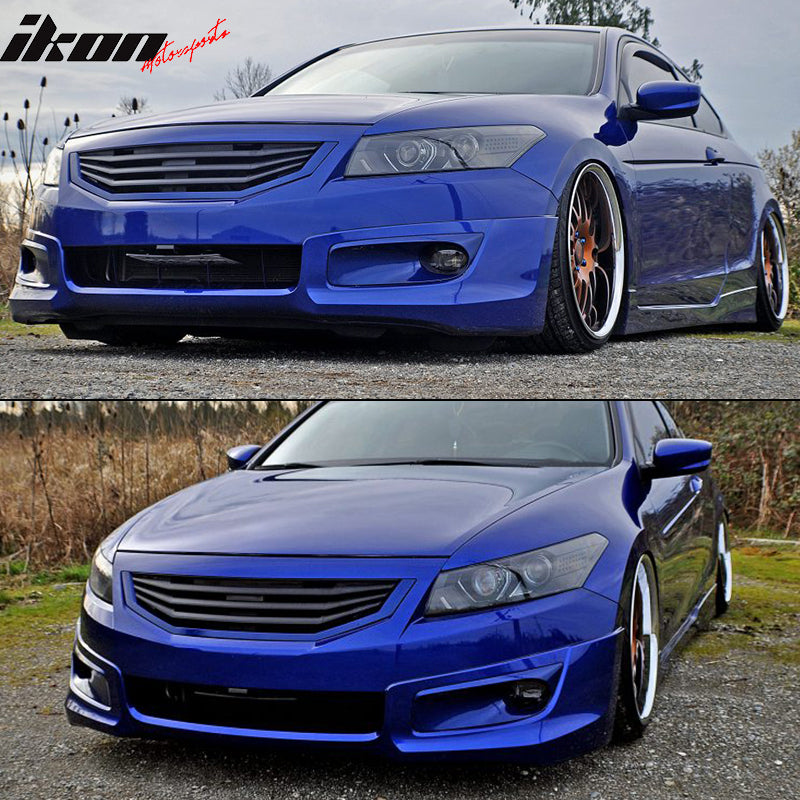 Front Bumper Lip Compatible With 2008-2012 Honda Accord 2Dr,, HFP Style Black Urethane PU Air Dam Chin Splitter by IKON MOTORSPORTS, 2009