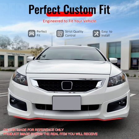 IKON MOTORSPORTS Front Bumper Lip, Compatible with 2008-2012 Honda Accord Coupe 2-Door, HF-P Style Unpainted Black PU Polyurethane Add-on Air Dam Chin Spoiler Protector Splitter 3PCS