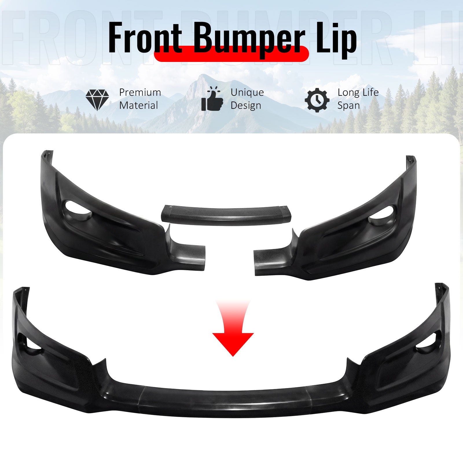 For 08-12 Honda Accord 2DR HF-P Style PU Front Bumper Lip Chin Spoiler Unpainted