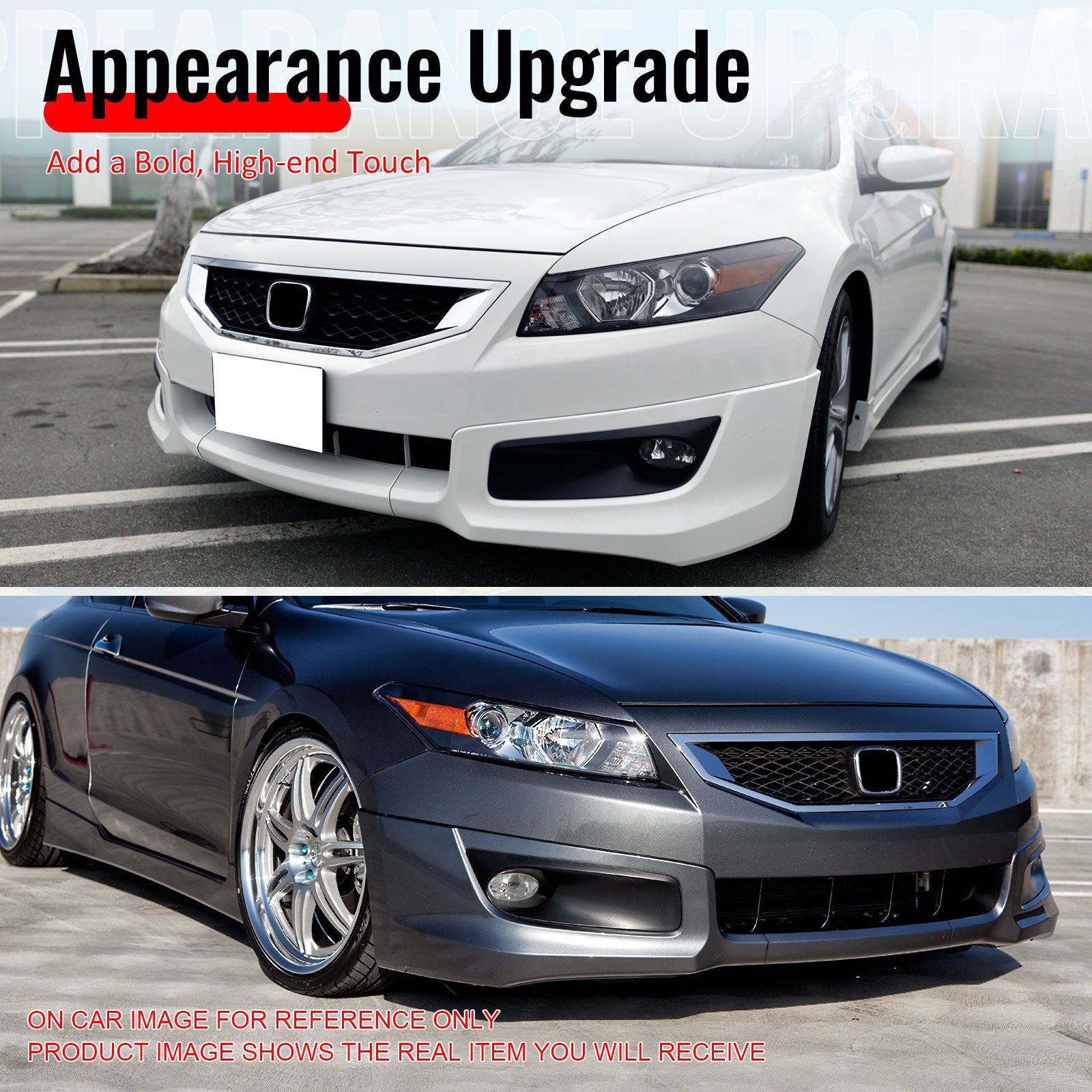 For 08-12 Honda Accord 2DR HF-P Style PU Front Bumper Lip Chin Spoiler Unpainted