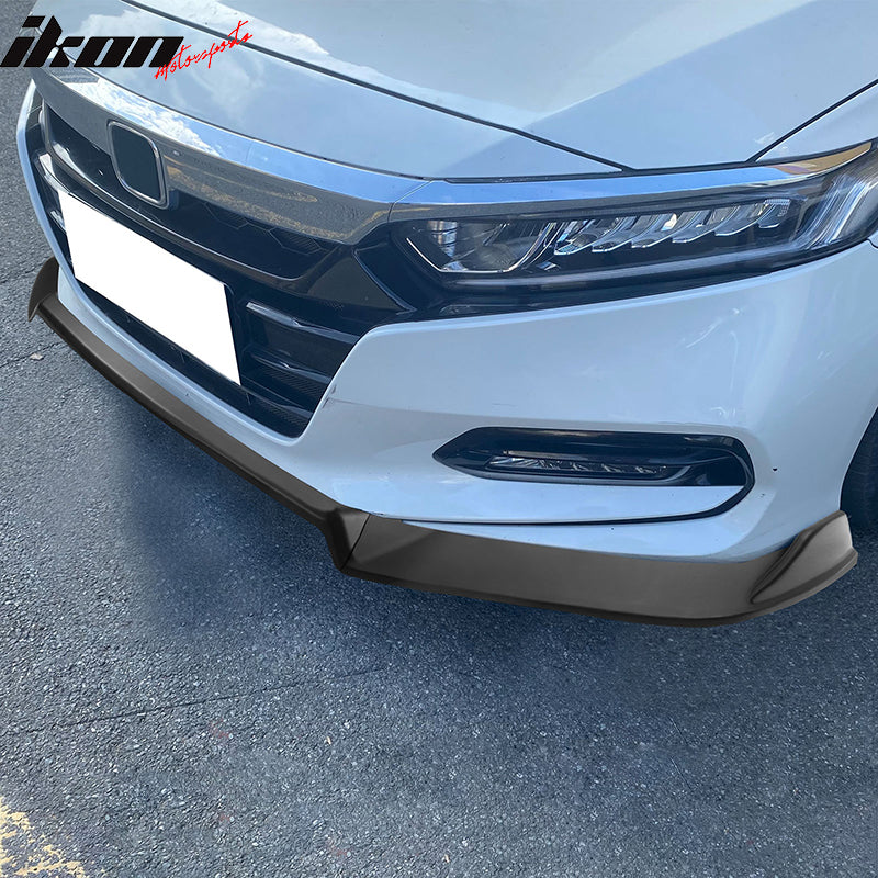 IKON MOTORSPORTS, Front Bumper Lip Compatible With 2018-2021 Honda Accord 10th Gen Sport, 3PCS Front Lower Bumper Lip Spoiler Splitter PP Polypropylene IKON V3 Style, 2019 2020