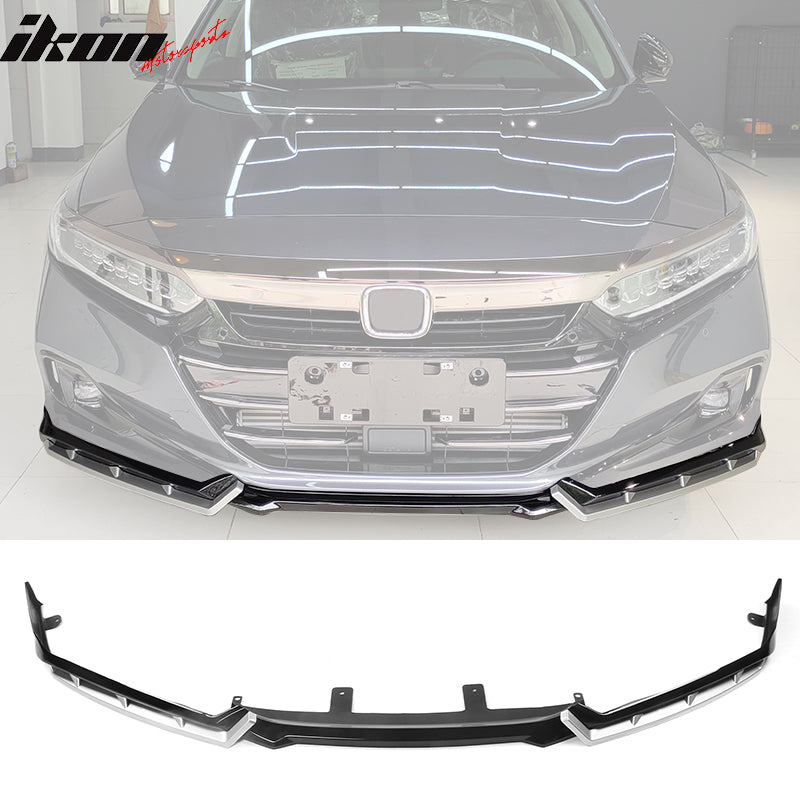 2021-2022 Honda Accord 4DR IKON Style Gloss Black Front Bumper Lip PP