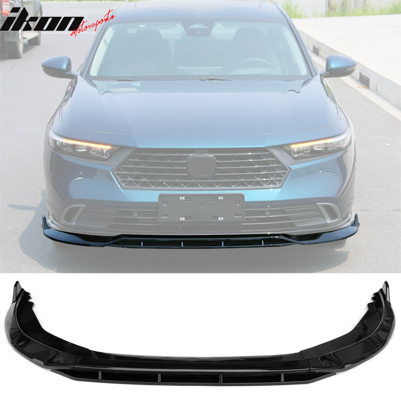 Fits 23-25 Honda Accord 11th Front Bumper Lip V1 4PC Chin Spoiler Black PP