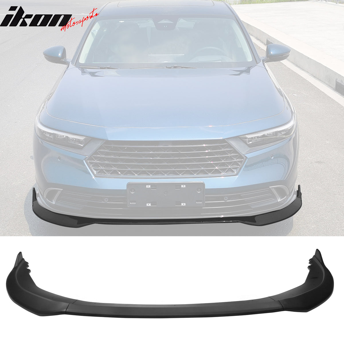 Fits 23-25 Honda Accord 11th Front Bumper Lip V2 3PC Chin Spoiler Black PP