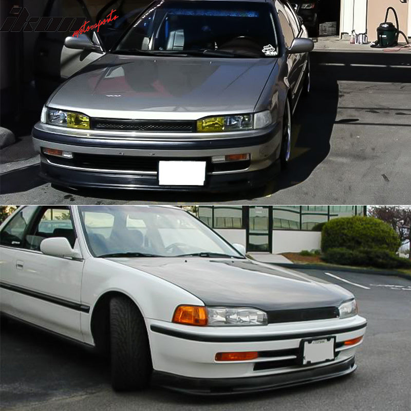 Front Bumper Lip Compatible With 1990-1993 Honda Accord All Models Spoiler Splitter Valance Fascia Cover Guard Protection Conversion PP by IKONMOTORSPORTS, 1991 1992