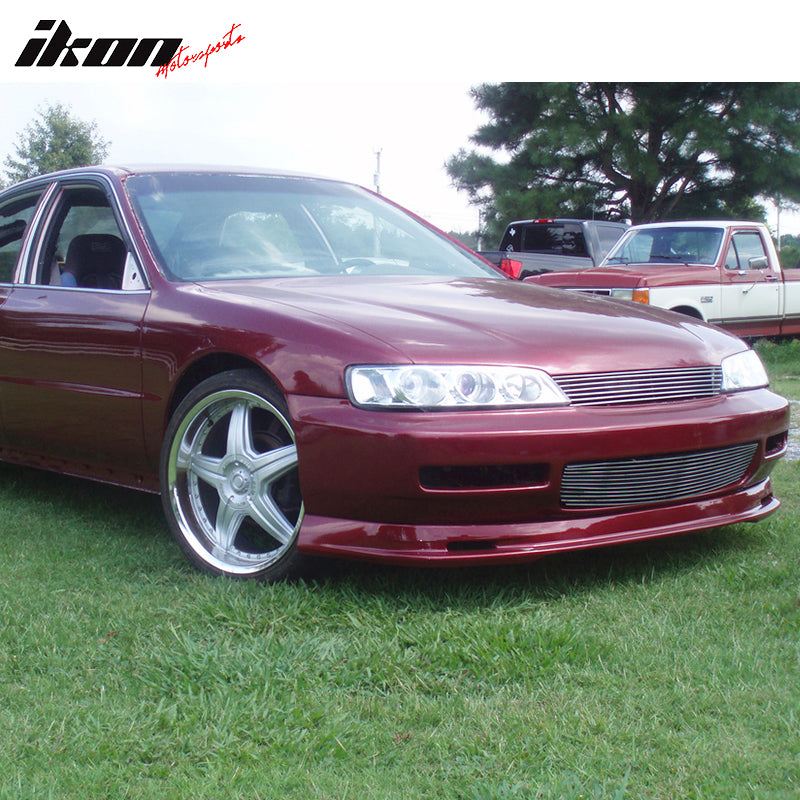 IKON MOTORSPORTS, Front Bumper Lip Compatible With 1996-1997 HONDA ACCORD 4CYL, Mugen Mug Style PU Front Lip Spoiler Splitter