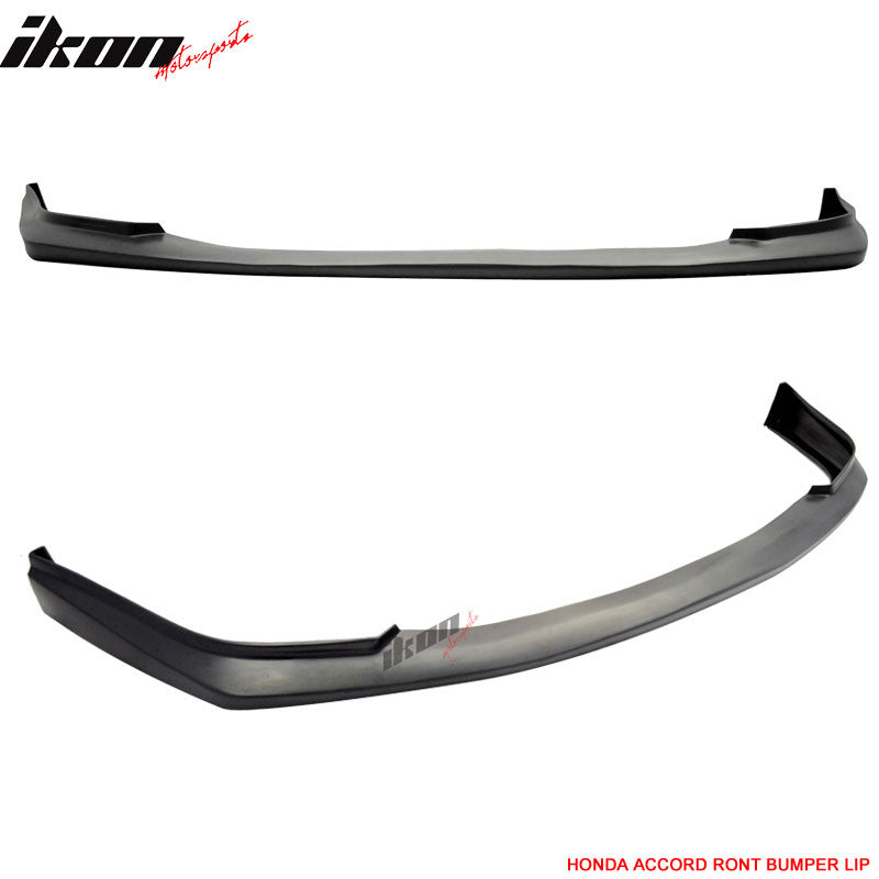 Front Bumper Lip Compatible With 1998-2000 Accord 2 Door Coupe, JDM Sports Style PU Black Front Lip Spoiler Splitter Air Dam Chin Diffuser Add On by IKON MOTORSPORTS, 1999