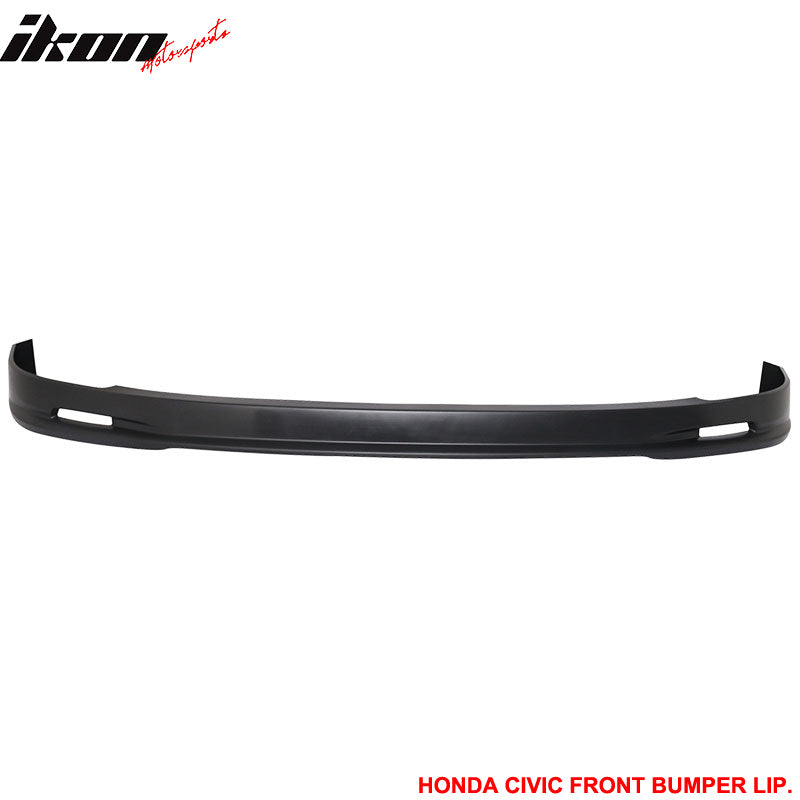 IKON MOTORSPORTS Front Bumper Lip, Compatible With 2001-2003 Honda Civic Coupe Sedan, Mug Style Unpainted Black PP Air Chin Spoiler Protector Splitter 2002