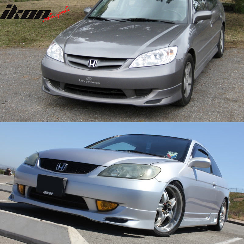 For 04 05 2004-2005 Honda Civic 2/4dr JDM Style Front Bumper Lip For 04 05 2004-2005 Honda Civic 2/4dr JDM Style Front Bumper Lip