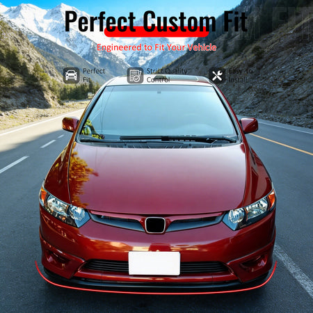 Fits 06-08 Honda Civic Coupe Front Bumper Lip Spoiler Splitter Chin PU 3PCS