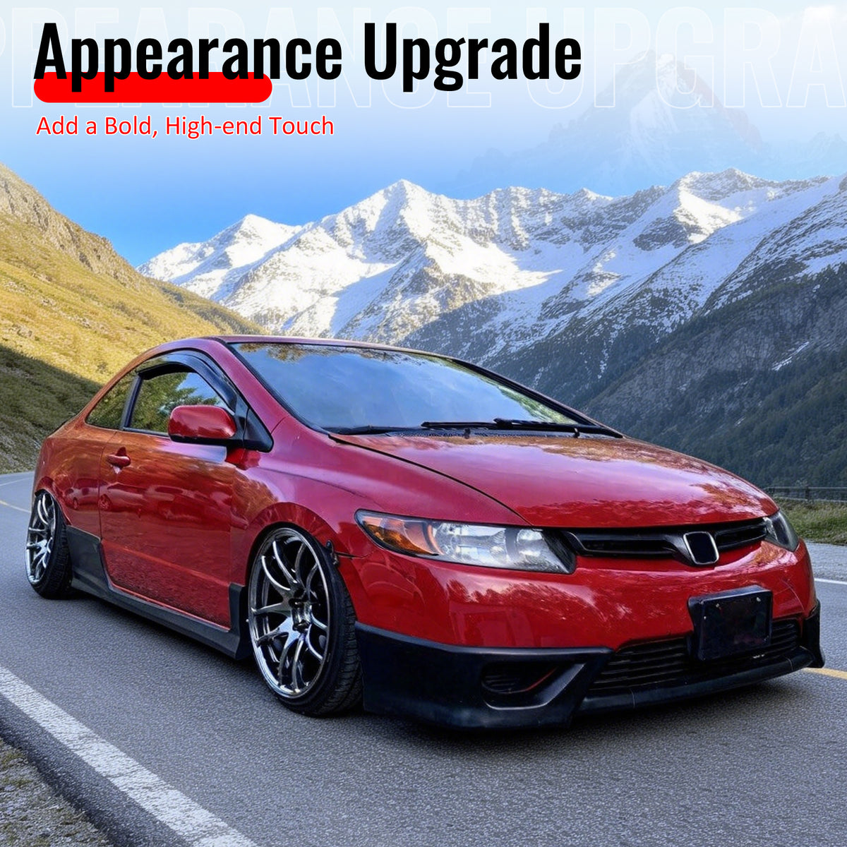 Fits 06-08 Honda Civic Coupe Front Bumper Lip Spoiler Splitter Chin PU 3PCS
