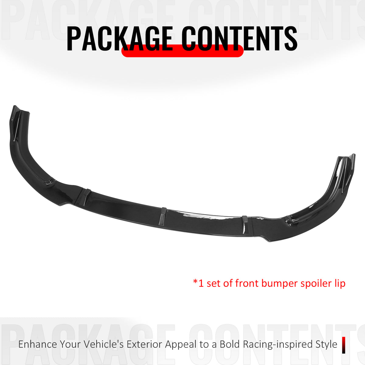 For 06-08 Honda Civic Sedan GT Style Front Bumper Lip Spoiler Gloss Black PP 3PC