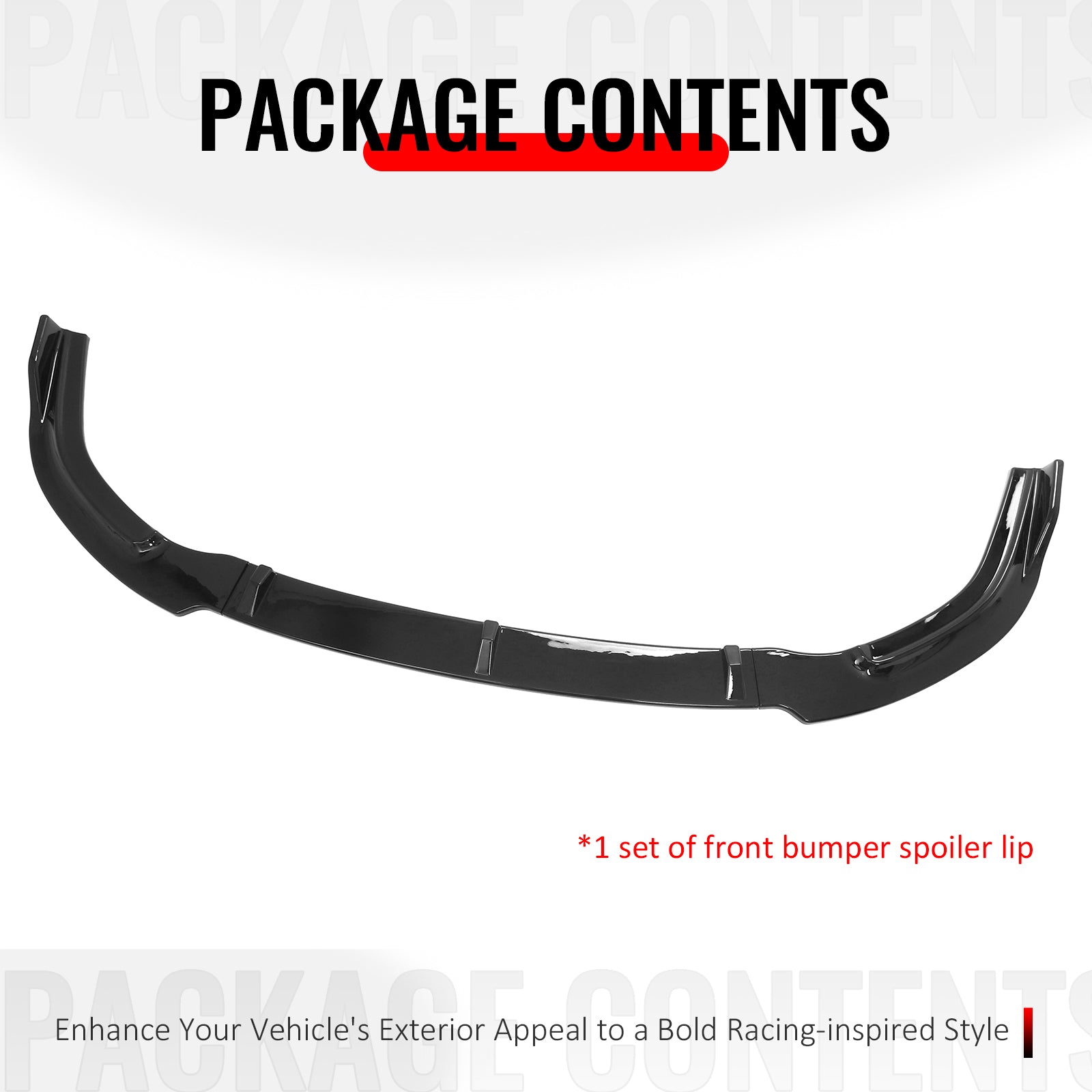 For 06-08 Honda Civic Sedan GT Style Front Bumper Lip Spoiler Gloss Black PP 3PC