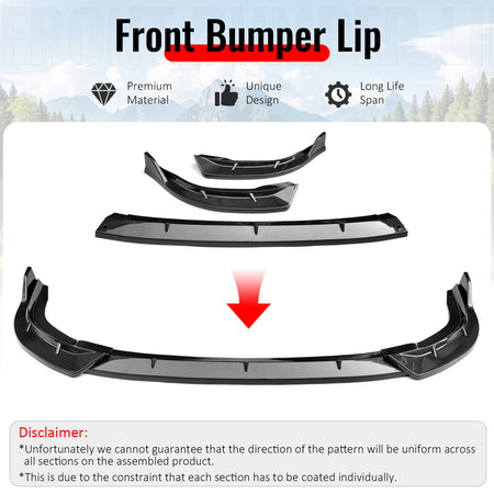Fits 06-08 Honda Civic Sedan IKON Style Front Bumper Lip Carbon Fiber Print 3PCS