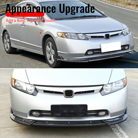 Fits 06-08 Honda Civic Sedan IKON Style Front Bumper Lip Carbon Fiber Print 3PCS