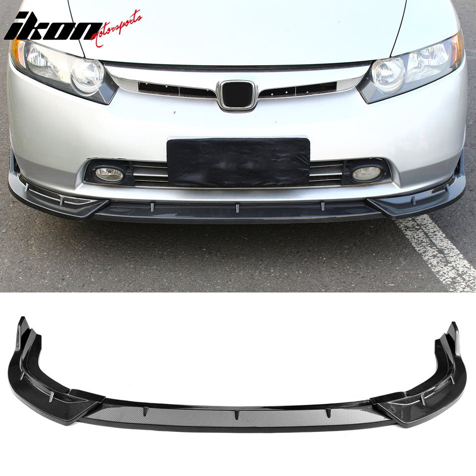 2006-2008 Honda Civic Sedan IKON Style Front Bumper Lip Spoiler Carbon Fiber Print PP 3PCS