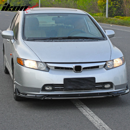 Fits 06-08 Honda Civic Sedan IKON Style Front Bumper Lip Spoiler Gloss Black 3PC