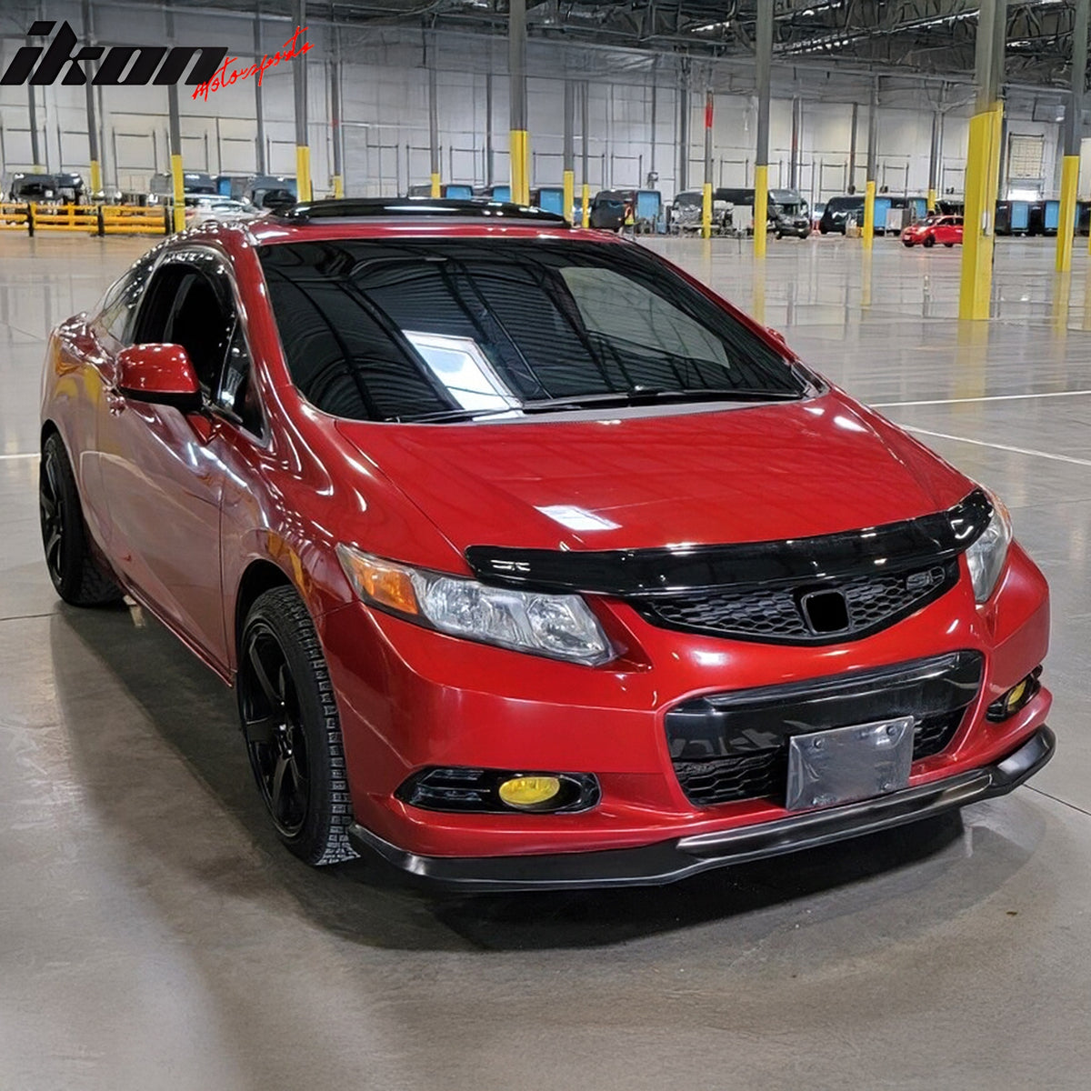 Fits 12-13 Honda Civic 2-Door Coupe Unpainted Black Front Bumper Lip Spoiler PU