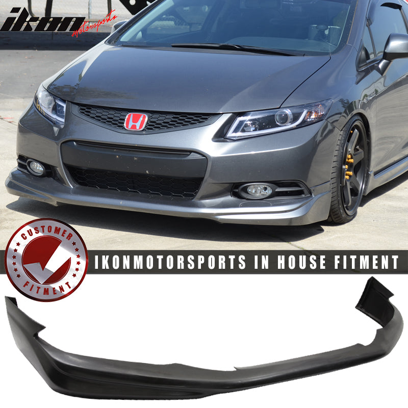 Front Bumper Lip Compatible With 2012-2013 Honda Civic 2Dr Coupe USDM Bumper, MD Style Unpainted Polyurethane (PU) Splitter Spoiler Bodykit by IKON MOTORSPORTS