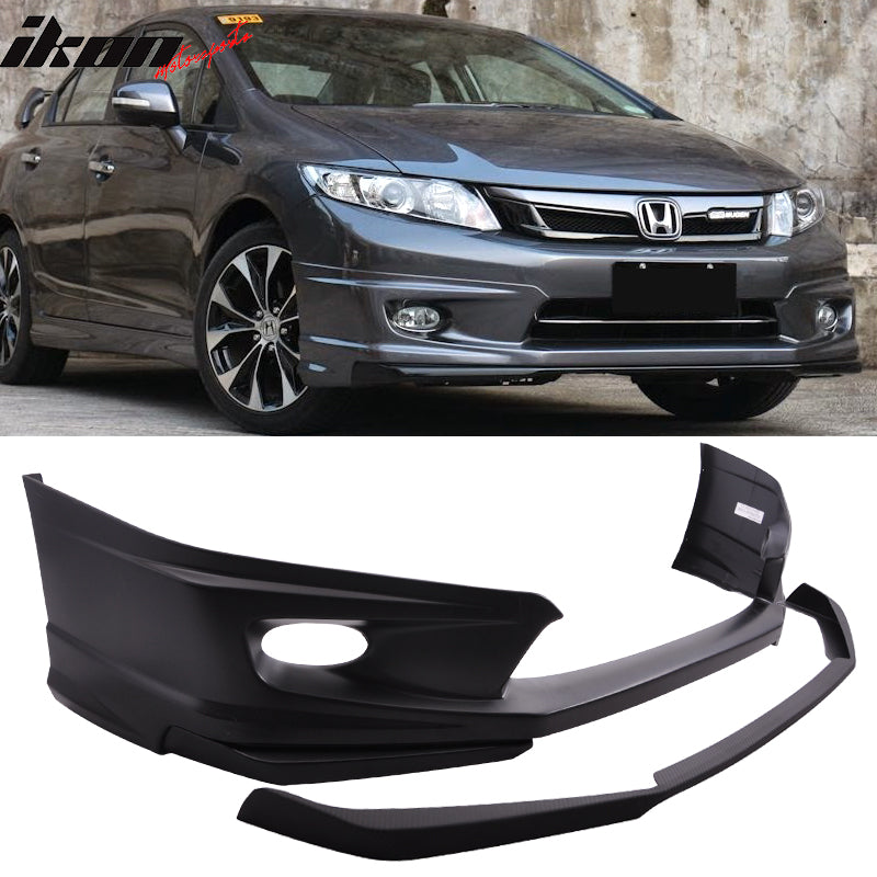 Front Bumper Lip Compatible With 2012 Honda Civic, Black PU Front Lip ...