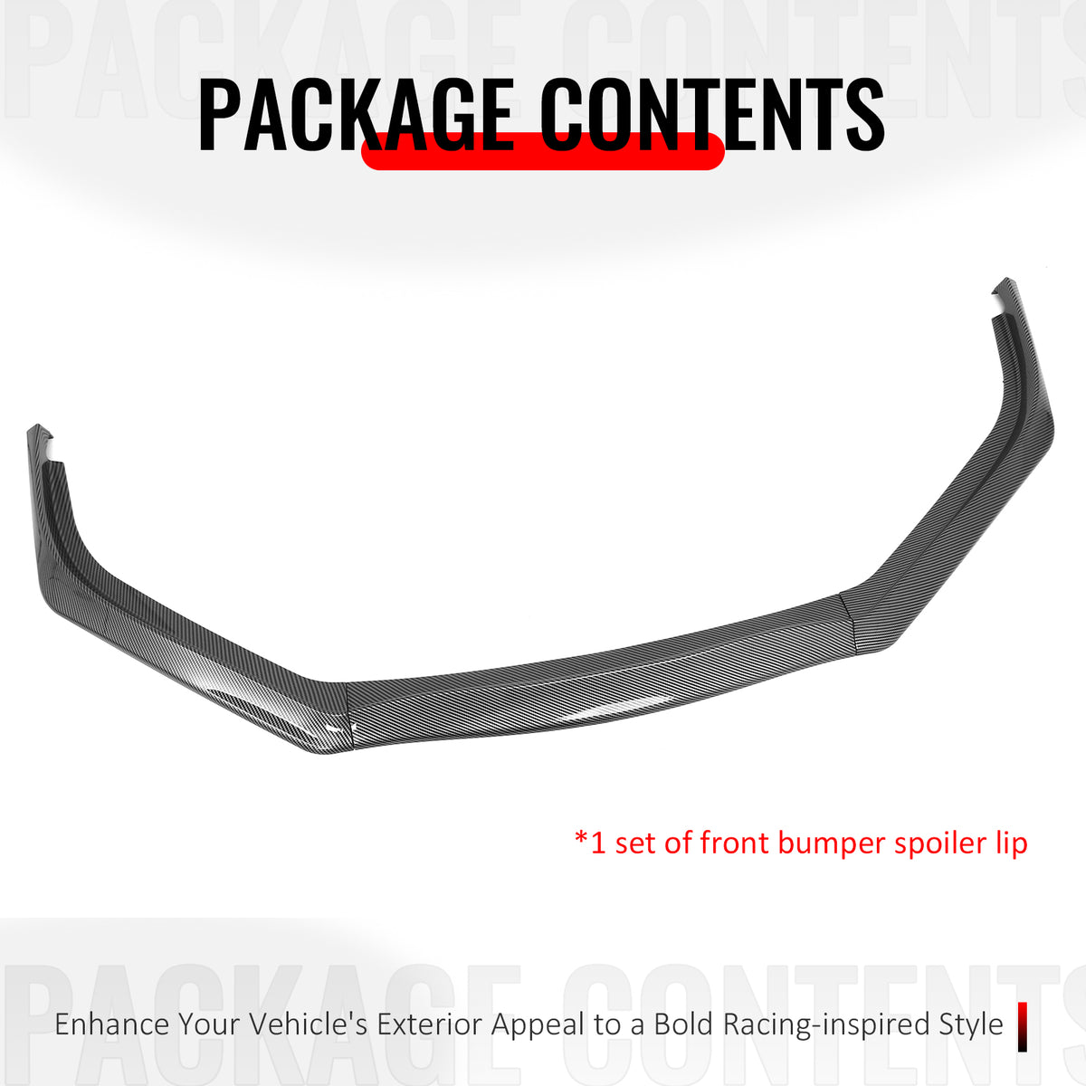 For 13-15 Honda Civic Sedan GT Style Front Bumper Lip Carbon Fiber Print PP 3PCS