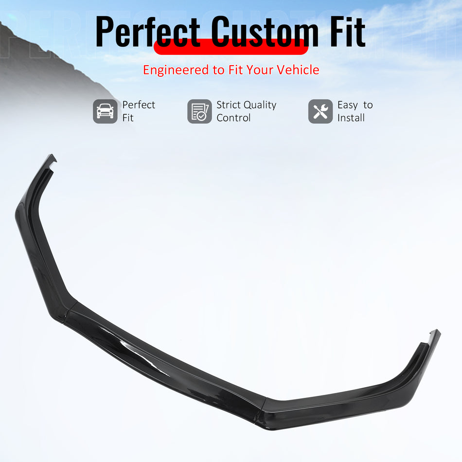 IKON MOTORSPORTS Front Bumper Lip, Compatible with 2013-2015 Honda Civic Sedan, Gloss Black PP GT Style Air Dam Chin Spoiler Protector Splitter 3PCS