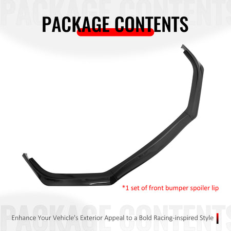 For 13-15 Honda Civic Sedan GT Style Front Bumper Lip Spoiler Gloss Black PP 3PC