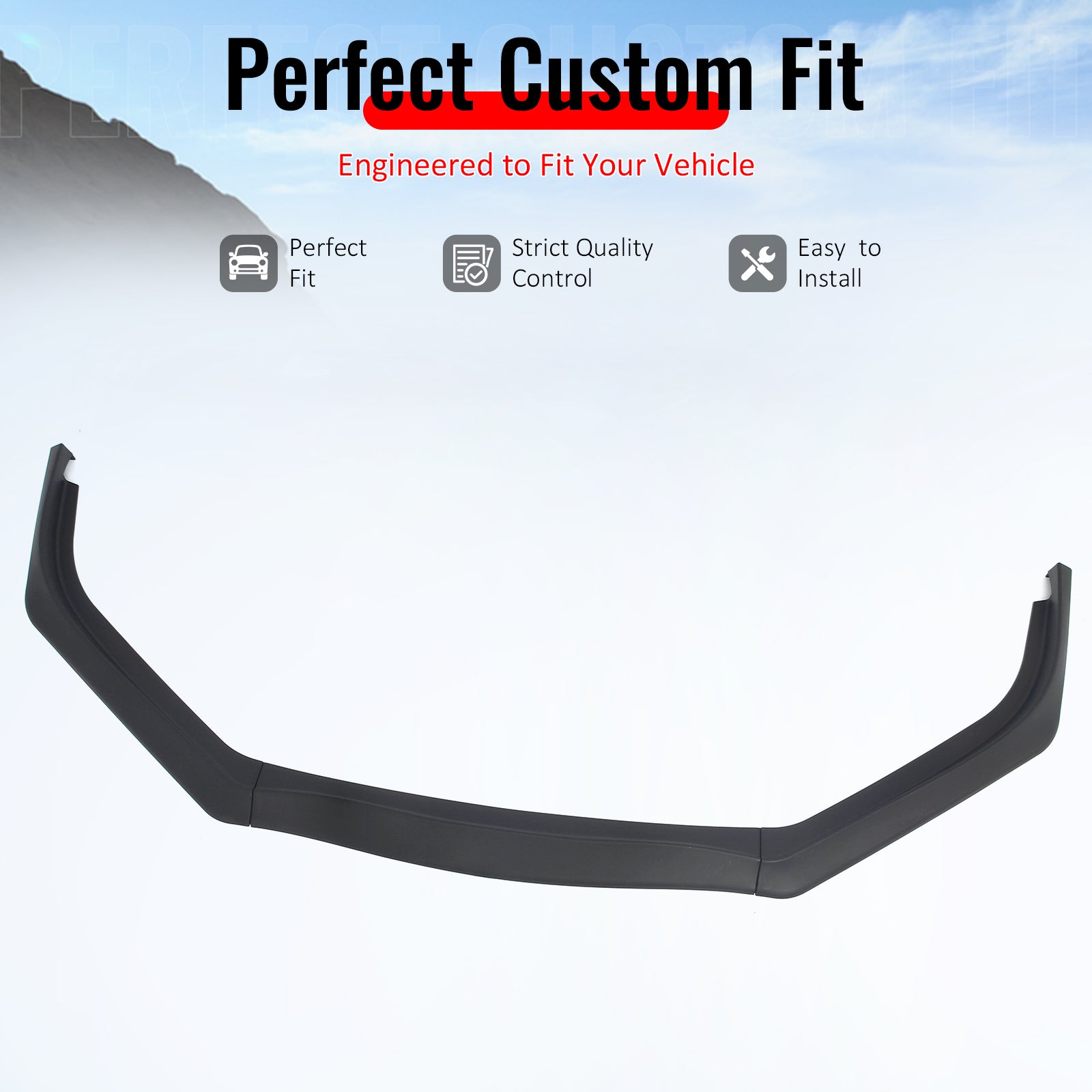 IKON MOTORSPORTS Front Bumper Lip, Compatible with 2013-2015 Honda Civic Sedan, Matte Black PP GT Style Air Dam Chin Spoiler Protector Splitter 3PCS