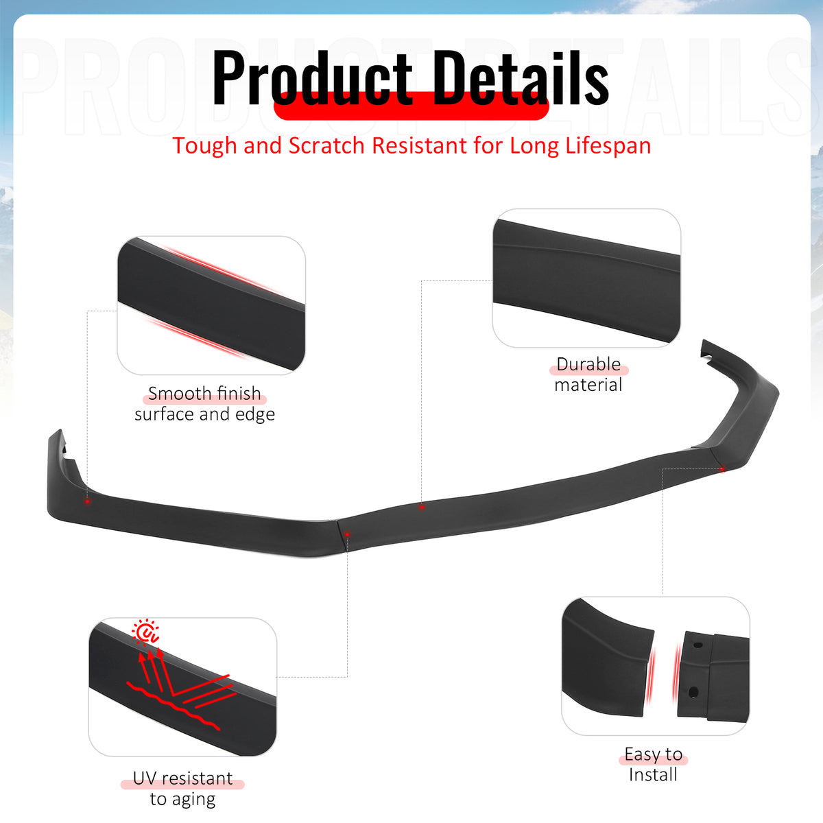 For 13-15 Honda Civic Sedan GT Style Front Bumper Lip Spoiler Matte Black PP 3PC