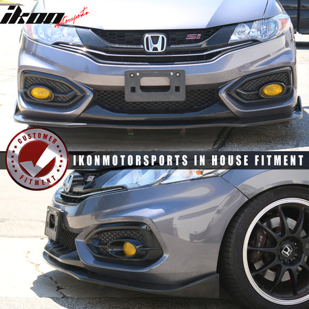 Front Bumper Lip Compatible With 2014-2015 Honda Civic, CS2 Style Black PU Front Lip Finisher Under Chin Spoiler Add On by IKON MOTORSPORTS