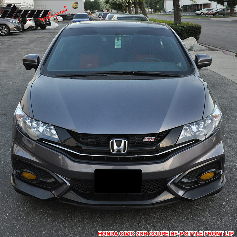 Front Bumper Lip Compatible With 2014-2015 Honda Civic, HF-P Style Black PU Front Lip Finisher Under Chin Spoiler Add On by IKON MOTORSPORTS