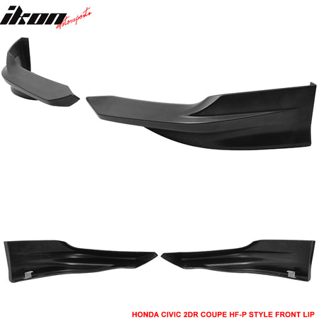 Fits 14-15 Honda Civic Coupe HF-P Front Bumper Lip Side Canards Unpainted PU