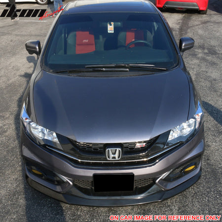 Pre-Painted Front Bumper Lip Compatible With 2014-2015 Honda Civic, IKON Style Alabaster Silver Metallic #NH700M PU Front Lip Finisher Under Chin Spoiler Add On by IKON MOTORSPORTS