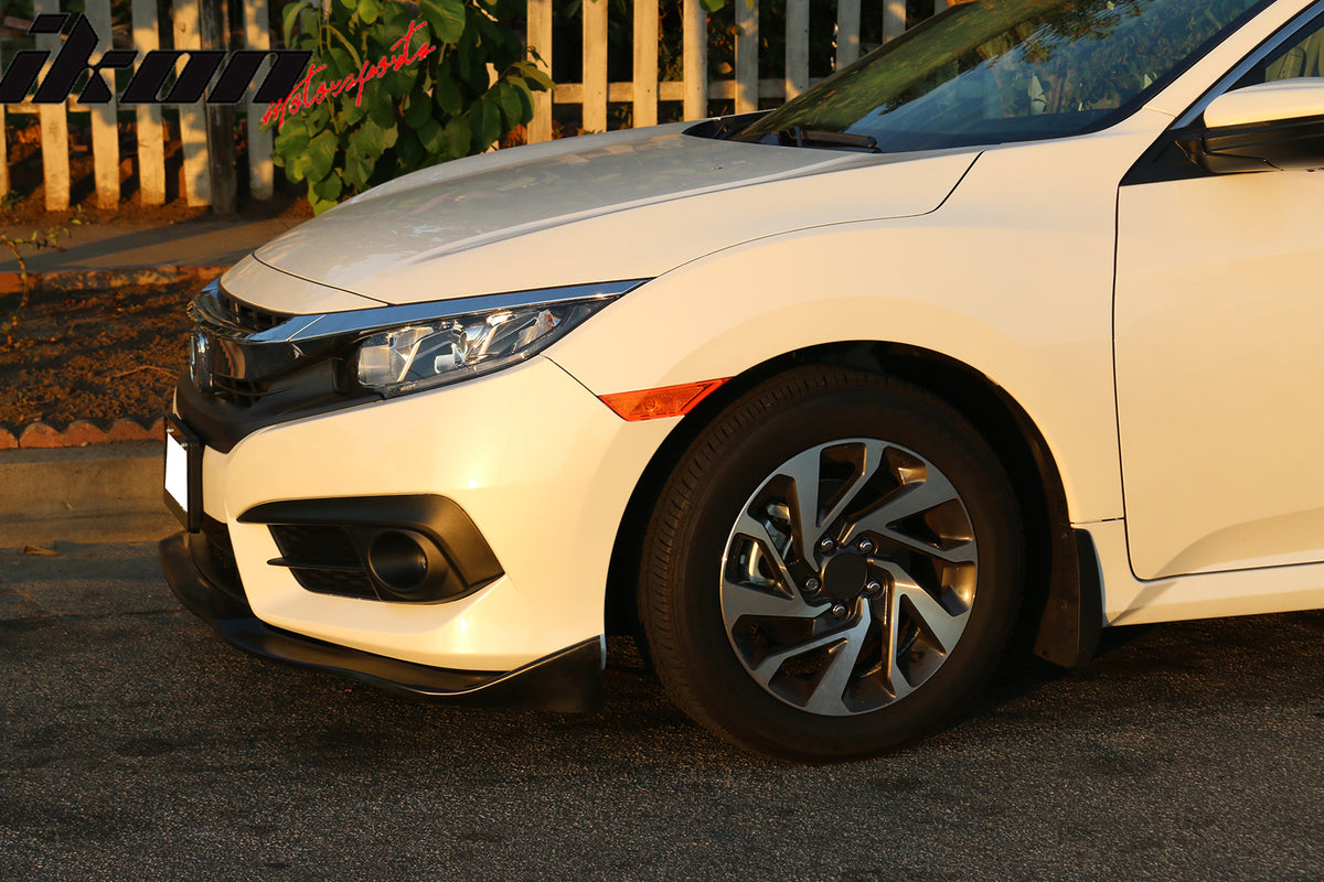 Fits 16-18 Honda Civic Coupe Sedan CS Style Front Bumper Lip Spoiler Splitter PU