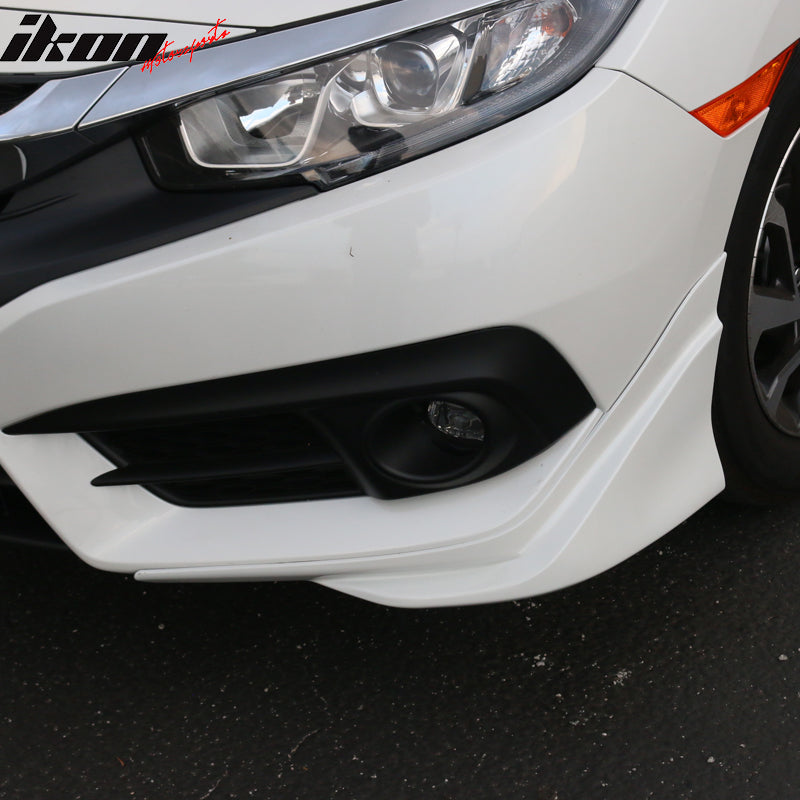 Fit 16-18 Honda Civic MD Style Front Bumper Lip Splitter Side Corner Apron