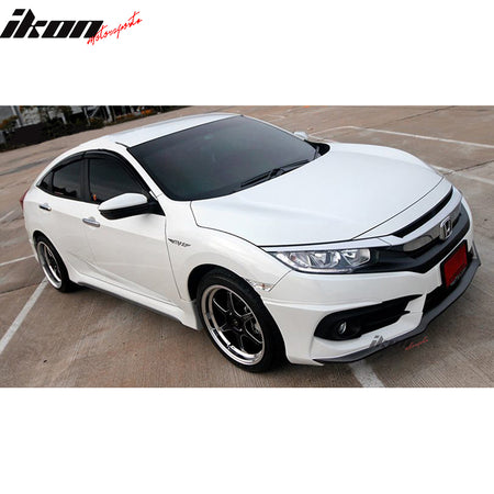 Front Bumper Lip Compatible With 2016-2018 Honda Civic, IKON AVS Style Painted PP Front Lip Finisher Under Chin Spoiler Add On by IKON MOTORSPORTS, 2017