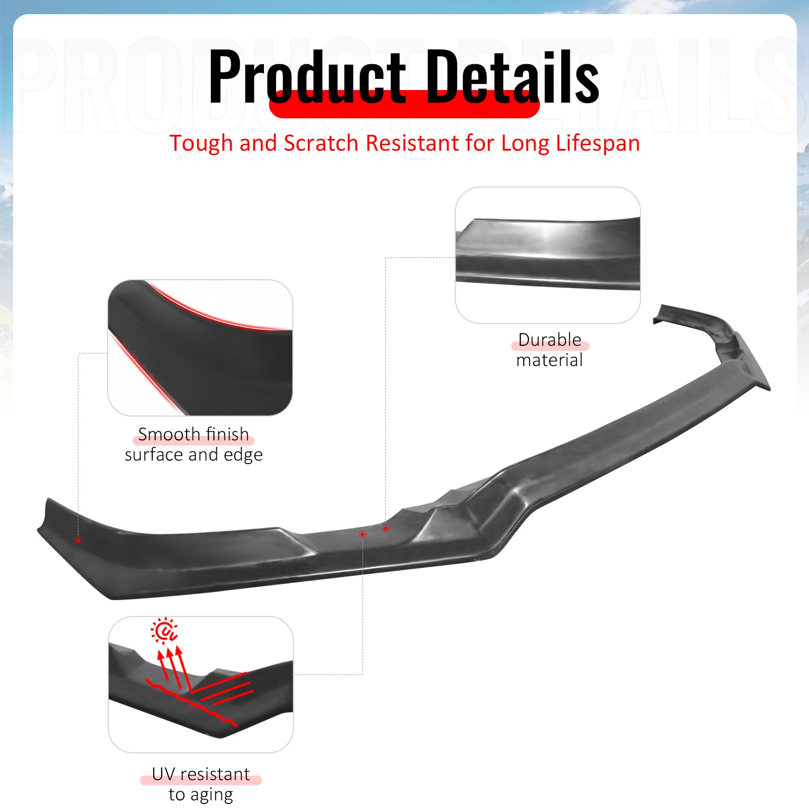 Fits 19-21 Honda Civic Sedan IKFM Style Front Bumper Lip Spoiler Splitter - PU
