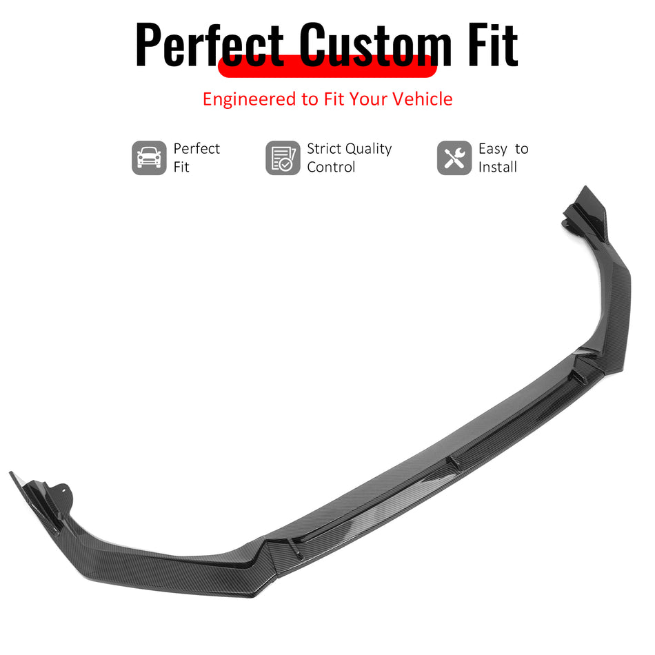 IKON MOTORSPORTS Front Bumper Lip, Compatible with 2025-2026 Honda Civic Sedan & Hatchback (Not Fit Type R), IKON V2 Style Carbon Fiber Print PP Air Dam Chin Spoiler Protector Splitter 3PCS