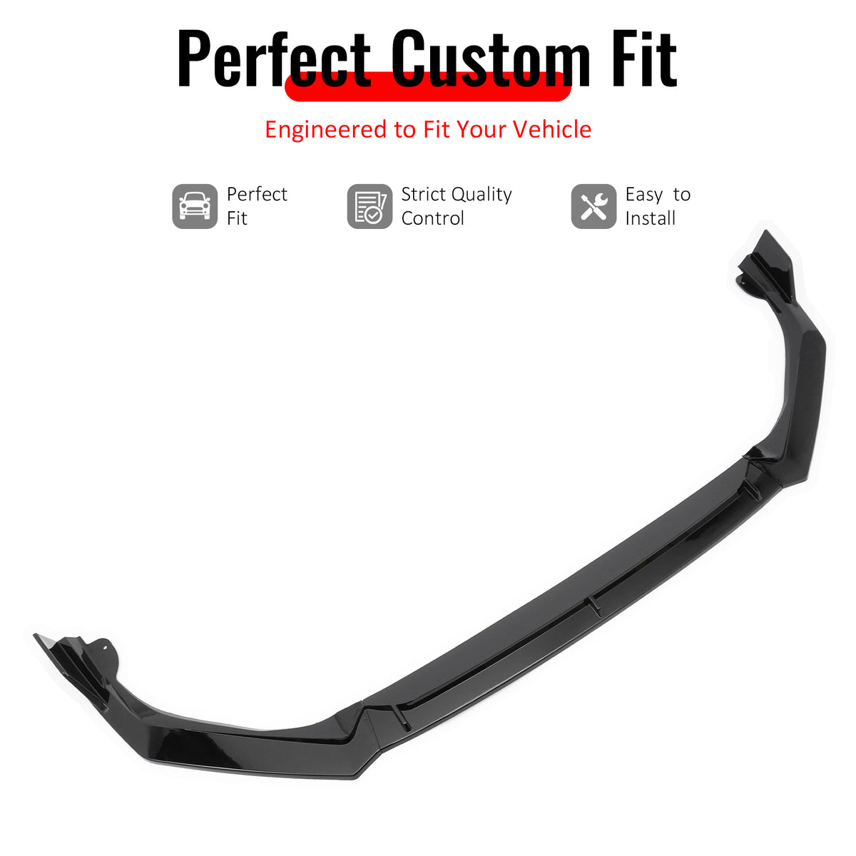 IKON MOTORSPORTS Front Bumper Lip, Compatible with 2025-2026 Honda Civic Sedan & Hatchback (Not Fit Type R), IKON V2 Style Gloss Black PP Air Dam Chin Spoiler Protector Splitter 3PCS