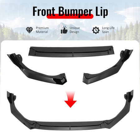 Fits 25-26 Honda Civic IKON V2 Style Front Bumper Lip Spoiler Chin Gloss Black