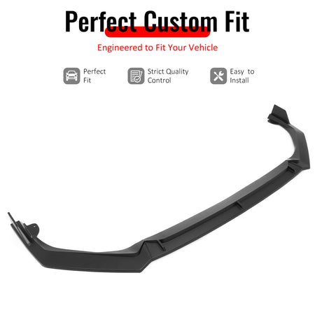 IKON MOTORSPORTS Front Bumper Lip, Compatible with 2025-2026 Honda Civic Sedan & Hatchback (Not Fit Type R), IKON V2 Style Matte Black PP Air Dam Chin Spoiler Protector Splitter 3PCS