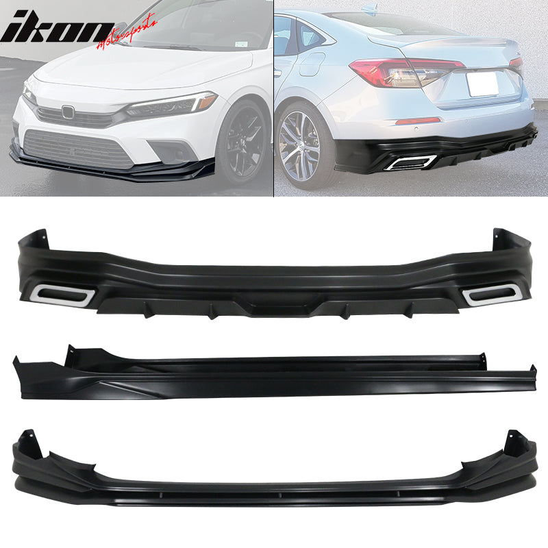 2022-2024 Honda Civic Sedan 4DR Front Rear Bumper Lip Side Skirts PP