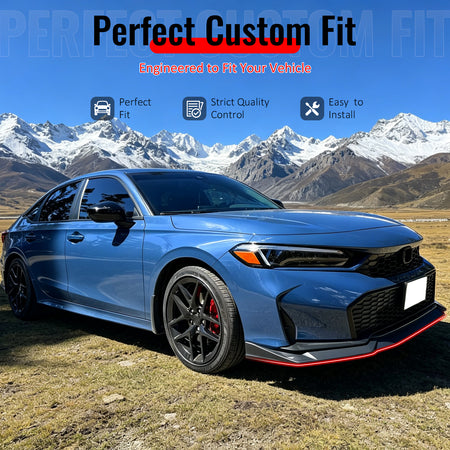 Fit 2025-2026 Honda Civic Front Bumper Lip IKON Style Unpainted Black