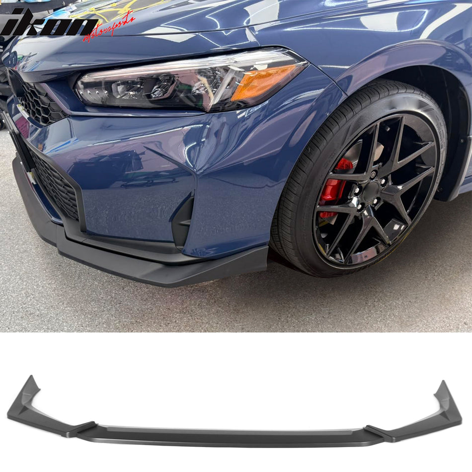 2025-2026 Honda Civic 3PCS Front Lower Bumper Lip Air Dam Chin Spoiler Splitter IKON Style Unpainted Black PP Polypropylene