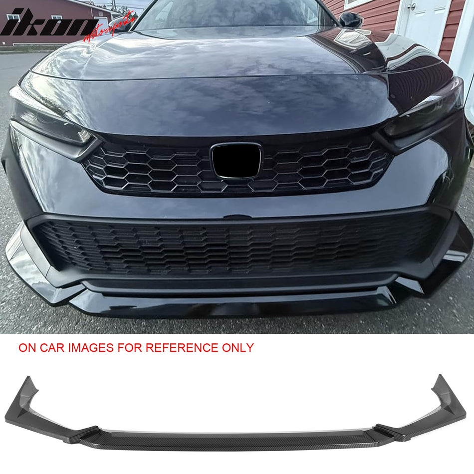 2025-2026 Honda Civic 3PCS Front Lower Bumper Lip Air Dam Chin Spoiler Splitter IKON Style Carbon Fiber Print PP Polypropylene